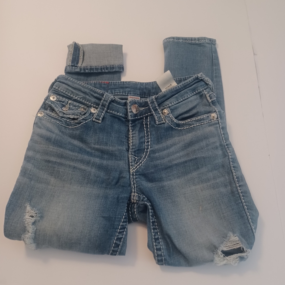 True Religion Y2K Low Rise Cropped Skinny Sz 26